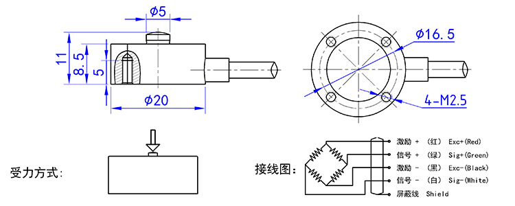 微型压力传感器F5Y安装尺寸图